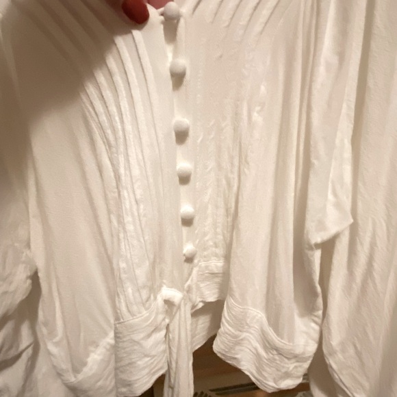 Express Tie Front Cropped Blouse Balloon Sleeves M EUC - Picture 4 of 6